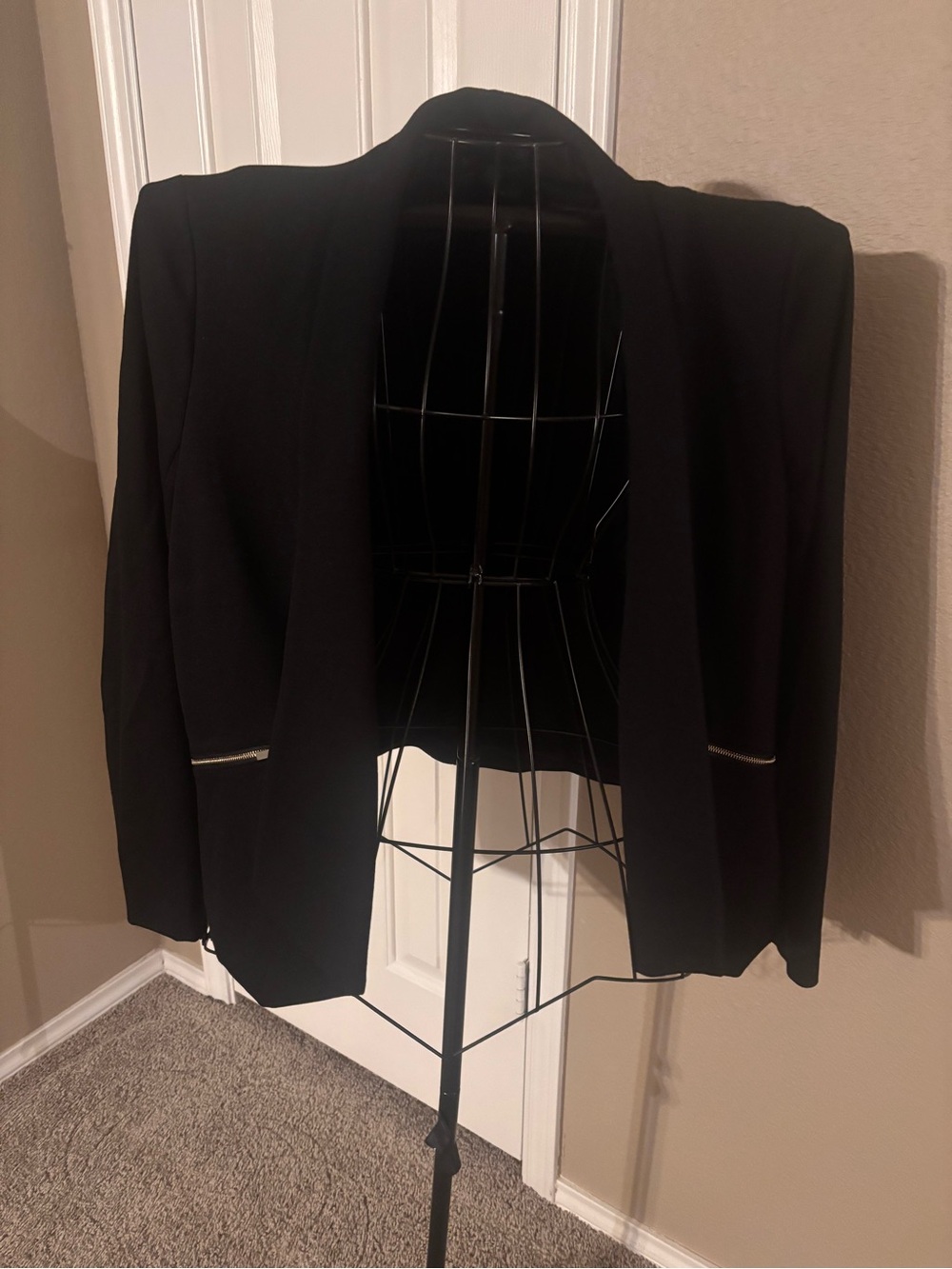 The Limited Black Open-Front Blazer with Zip Pocket Trim